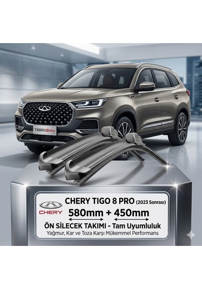 Chery Tiggo 8 Pro Silecek Takımı 2023 Sonrası - Silbak Professional Serisi - 580mm + 450mm Tam Uyum