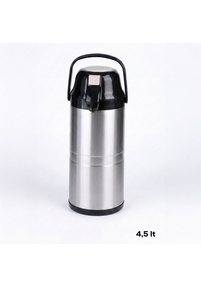 Cooker 2009-1 Çift Kat Paslanmaz Çelik Pompalı Termos Çay Termosu Su Termosu Siyah 4,5lt Siyah