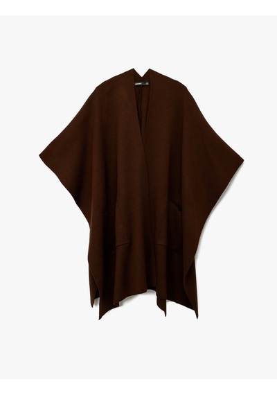 Koton Cepli Uzun Oversize Triko Panço Kahverengi 6wak90524ht Kahve