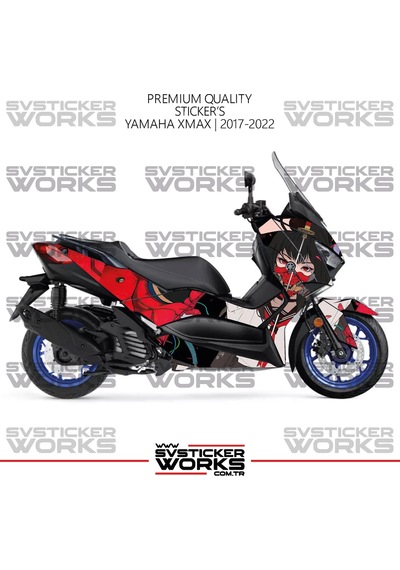 Yamaha Xmax Kaplama Sticker Anime Girl Design Motor Kaplama Modeli Hazır Kit 2017-2022 Uyumlu