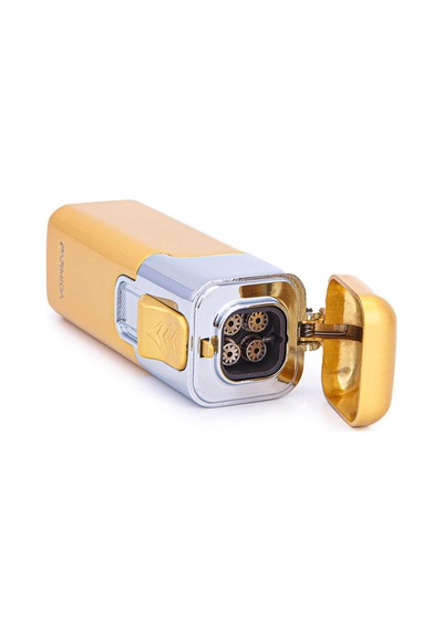 4 Torch Sarı-gümüş Metal Puro Çakmağı - Tr7222