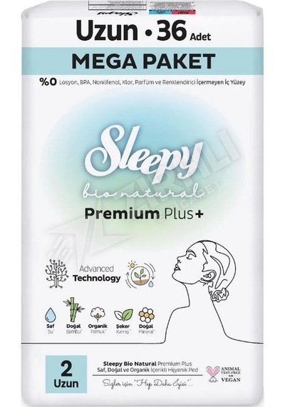 5 Adet Sleepy Bio Natural Hijyenik Ped Mega Paket Uzun 36'lı