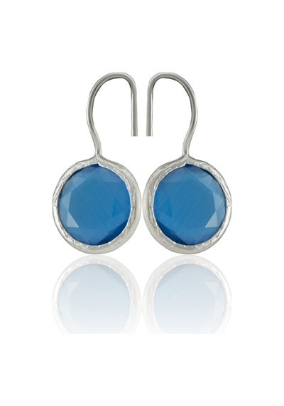 Kadir Jewellery Gümüş Kaplama Kadın Taşlı Küpe -el İşçiliği Ve Hipoalerjenik Küpe Koyu Mavi