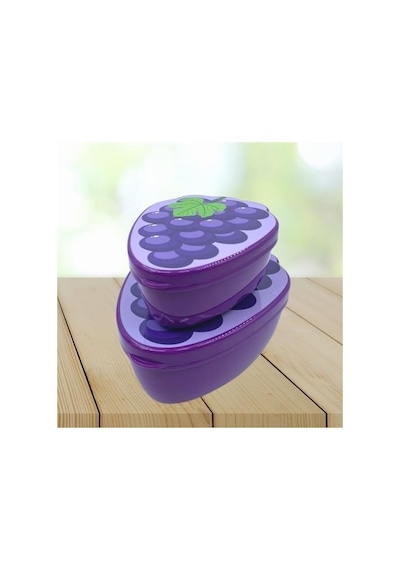 Ermege 2'li İç İçe Geçebilen Üzüm Model Saklama Ve Beslenme Kabı Seti 550 Ml + 250 Ml Çok Renkli