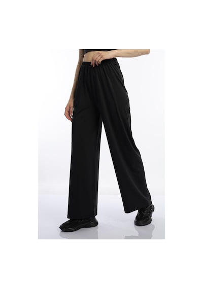 Quhox Kadın Allegro Kumaş Oversize Pantolon Siyah