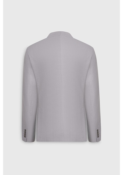Ac&Co / Altınyıldız Classics Erkek Grı Bej Slim Fit Dar Kesim Kırlangıç Yaka Çizgili Torba Cepli Ceket Grı Bej Gri - Bej