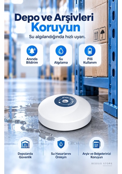 Wifi Su Baskını Ve Kaçak Sensörü Fonri, Tuya, Smart Life, Google Assistant, Amazon Alexa Destekli