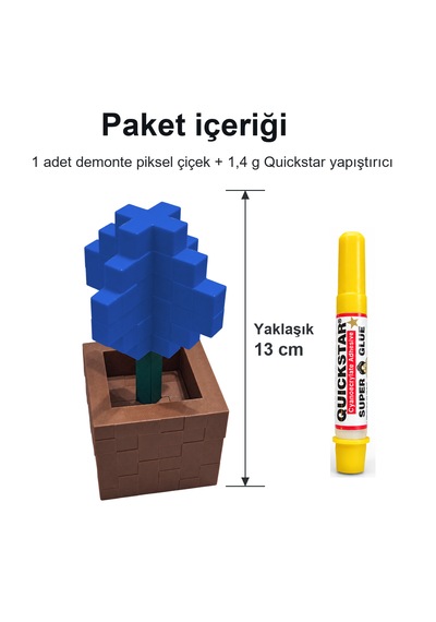 Piksel Alyum Biblo - 3d Baskı, Minecraft Esintili Mavi