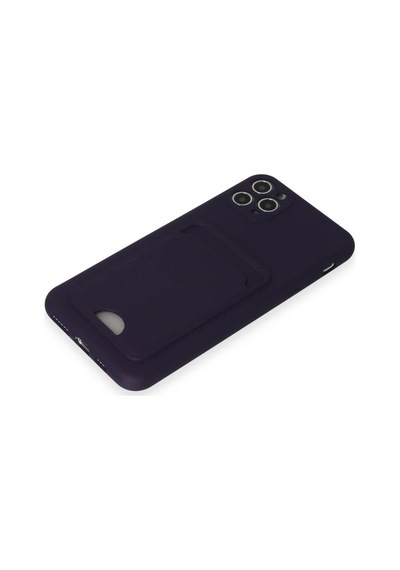Apple iPhone Uyumlu  11 Pro Max Kılıf Kelvin Kartvizitli Silikon Derin Mor