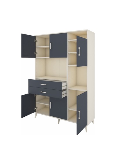 Hyperion Dolap 9 Raflı 2 Çekmeceli 6 Kapaklı 132x44x195 Aytaşı-antrasit/antrasit Antrasıt/antrasıt