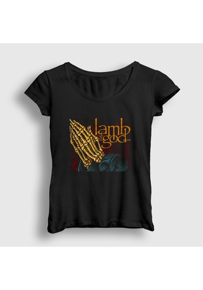 Presmono Kadın Pray Lamb Of God T-shirt Siyah