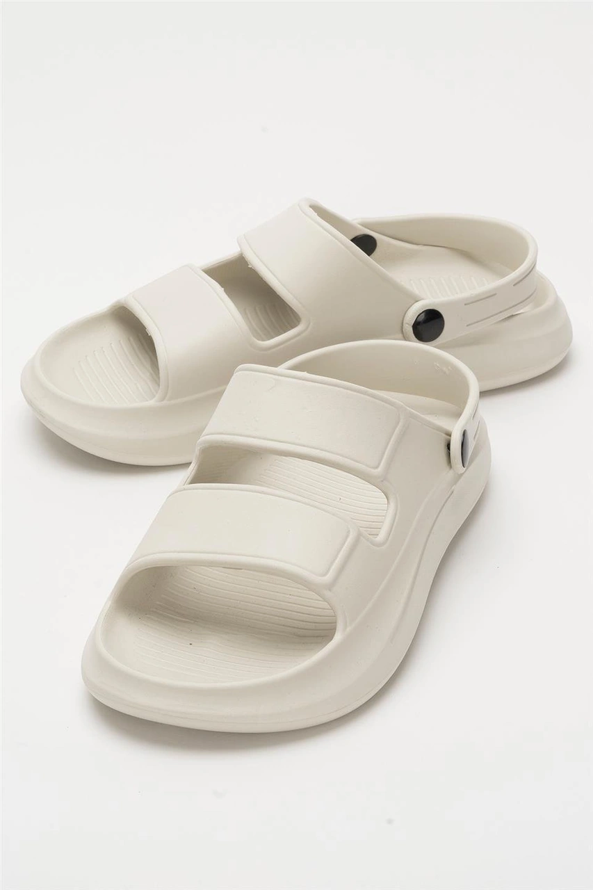 Liger Unisex Ortopedik Deniz Havuz Terliği Sandalet Krem Krem