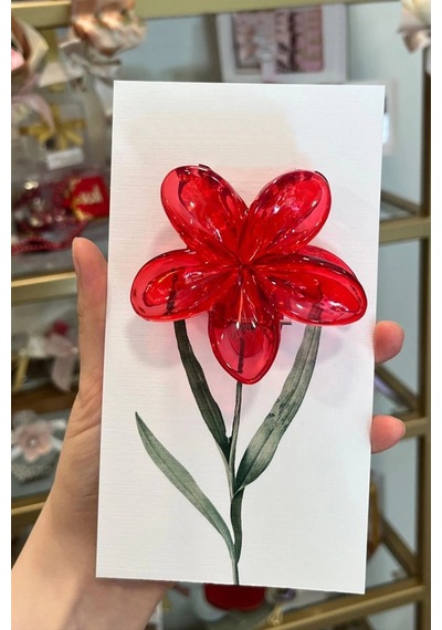 Kırmızı Lotus Toka 8 Cm Kartsız