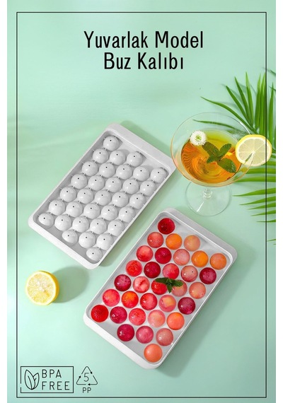 33 Bölmeli Yuvarlak Buz Kalıbı - Beyaz Beyaz
