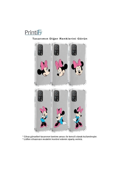 Huawei Y7 2019 Köşe Korumalı Antişok Kapak Minnie Mouse Tasarımlı Şeffaf Kılıf