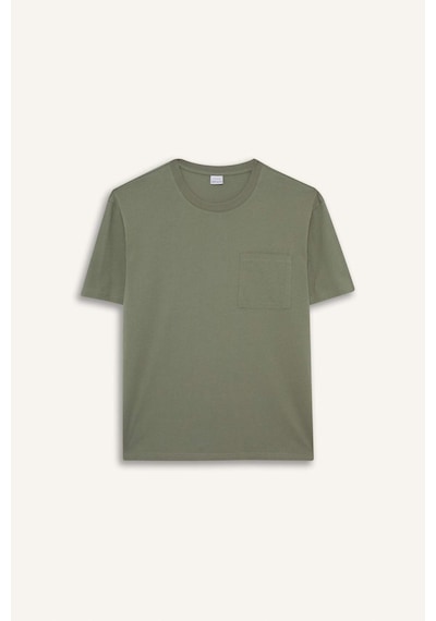 Defacto Bisiklet Yaka Penye Kısa Kollu Tişört F9767ax25smkh440 Haki