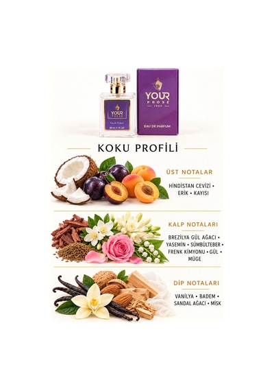 Your Prose K104 Badem, Vanilya Ve Sandal Ağacı Notalı Tatlı Sıcak Kadın Parfümü Edp 50 Ml - 8690352000012yp104 Oryantal