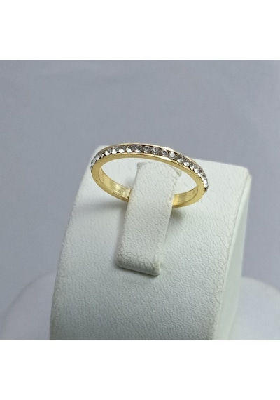 Yeni Sezon Vip Seri Paslanmaz Çelik Altın Kaplama Tamtur Taş'lı Alyans Yüzük Gold