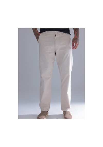 Blayn Jeans Erkek Siyah Keten Pantolon Beli Lastikli Rahat Kalıp Yazlık Boru Paça Günlük Pantolon Krem