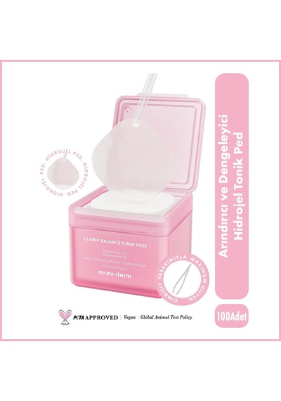 Maruderm Arındırıcı Ve Dengeleyici Hidrojel Tonik Ped 100 Adet - Salisilik Asit %2, Niacinamide %5
