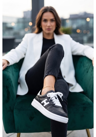 Ayakkabı Fuarı Elit Asqla1457 Kadın Klasik Sneaker Siyah - Beyaz