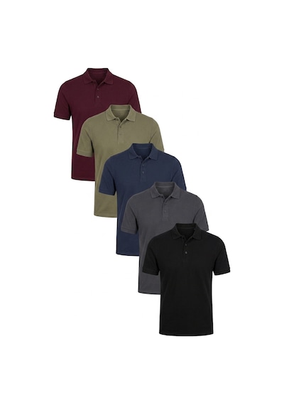 Buratti Pamuklu Regular Fit Düğmeli Polo Yaka 5'Li Paket Erkek T Shirt 5902127S5 Siyah-Vişne-Antrasit-Haki-Indigo