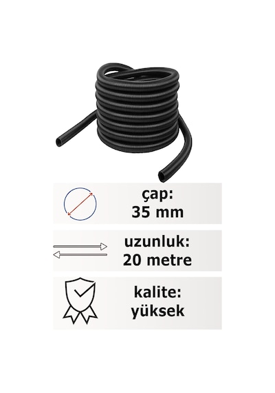 Makita Marka Sanayi Tipi Uyumlu 20 Metre Hortumu 35 Mm Çaplı Siyah Renkli