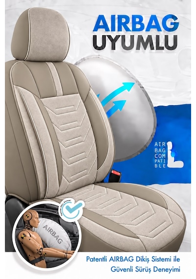 Mazda 121 Asya Bej Tay Tüyü Oto Koltuk Kılıfı Tam Set-kolay Montaj-terletmez-ortopedik 1990-2000
