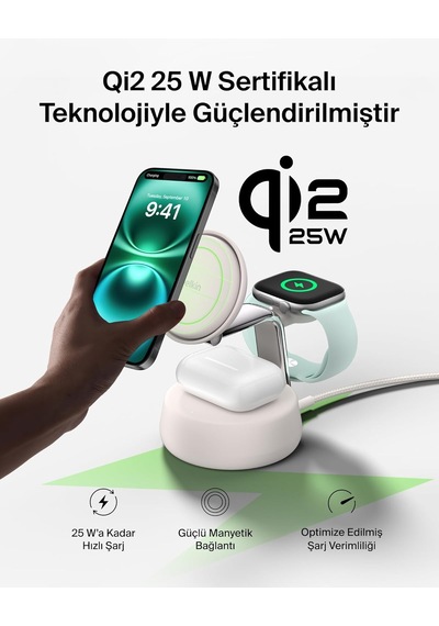Belkin Ultracharge Pro Magsafe Uyumlu 3 Ü 1 Arada Qi2 25w Kablosu 64752460