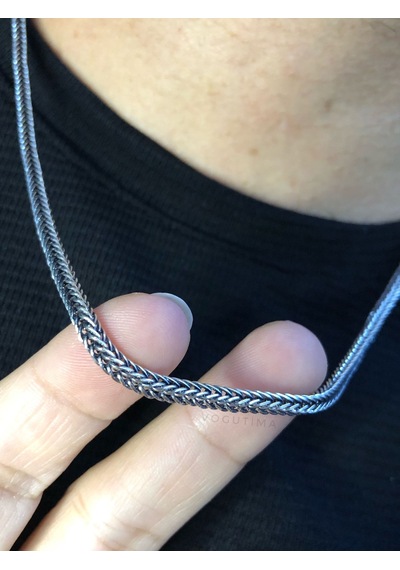 3mm Tilki Kuyruğu Oksitli 925 Gümüş Işıklı Kutuda Sevgiliye Eşe Erkek Kolye Gümüş