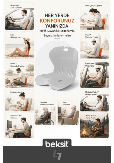 Ergonomik Bel Desteği Beyaz Beyaz Beyaz