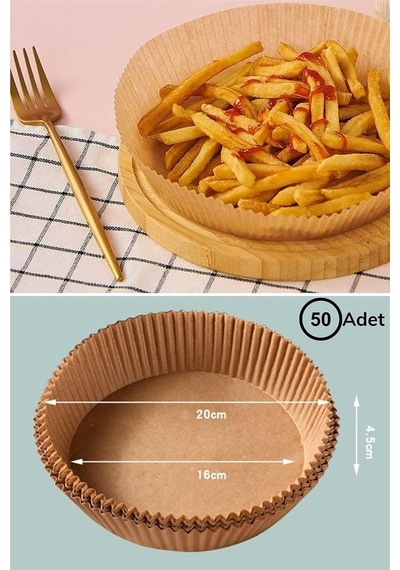Buffer Silikon Airfryer Gri Pişirme Matı 20 Cm Ve 100 Adet Pişirme Kağıdı