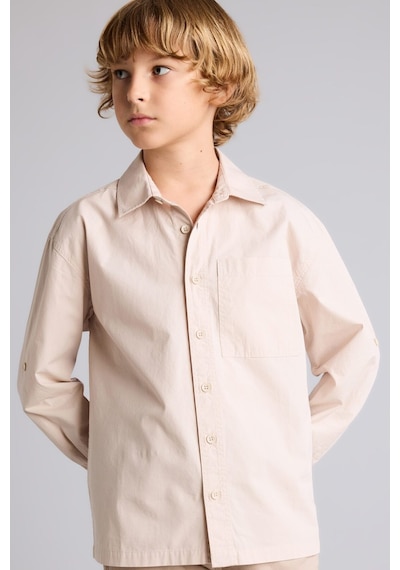 DeFacto Erkek Çocuk Oversize Geniş Kalıp Polo Yaka Paraşüt Uzun Kollu Gömlek D9848A825SMBG107