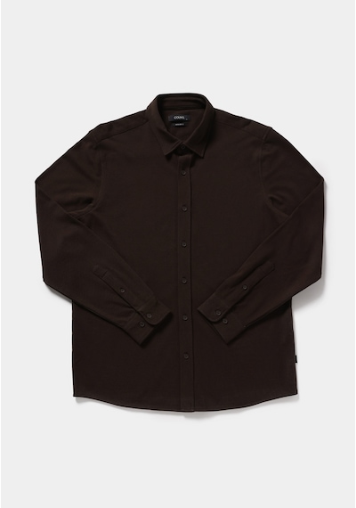 Colin's Colins Regular Fit Shirt Neck Düz Erkek Kahverengi Uzun Kol Gömlek Cl1082019 Q1.v1 Brw