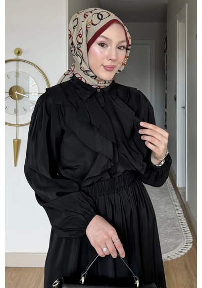 Mitodo.com Fırfırlı Modal Etekli 2 Li Takım Zarafeti Ve Konfor Bir Arada Siyah