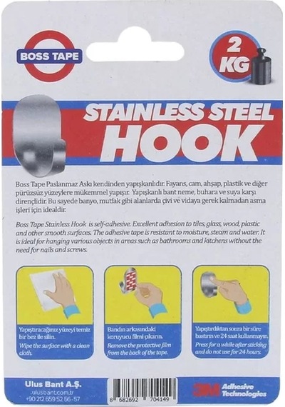 Boss Tape 4149 Paslanmaz Küçük Askı 2li Blister