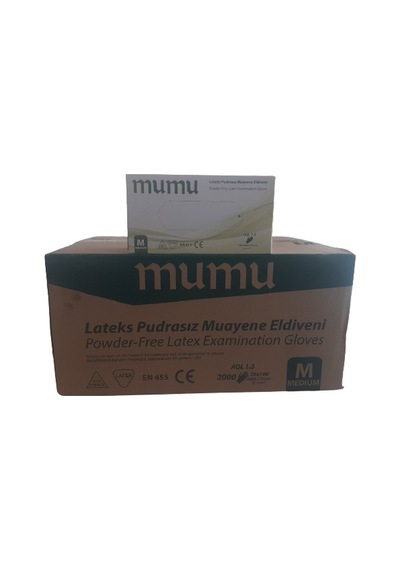Mumu Beyaz Pudrasız Lateks Muayene Eldiveni 100'lü x 20 Paket