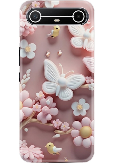 Tecno Spark Slim Km9 Kılıf Boutique Baskılı Resimli Pembe Kelebekler Pcode -088