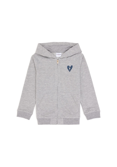 U.S. Polo Assn. Kız Çocuk Açık Gri Melanj Fermuarlı Basic Sweatshirt 50296390-VR091