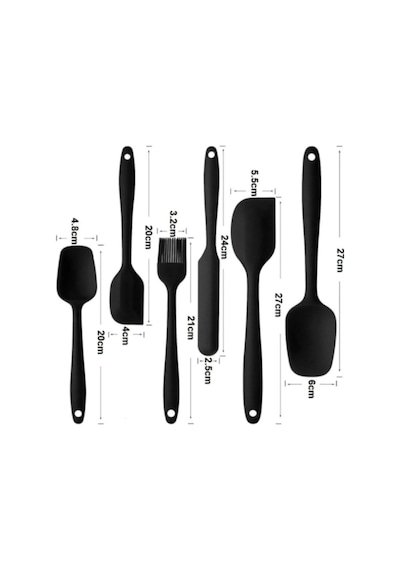 Yanmaz Yapışmaz Silikon 6'li Pasta, Yumurta Fırçası, Kaşık Bıçak, Spatula Mutfak Seti Diğer