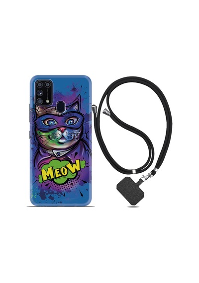 Samsung Uyumlu Galaxy A21S Kılıf Ipli Askılı Super Meow 1715
