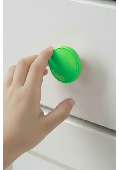 Yeşil Çocuk Odası Mobilya Kulbu - 55 MM - Abs Plastik Tekli Düğme Dolap ve Çekmece Kulpu Yeşil