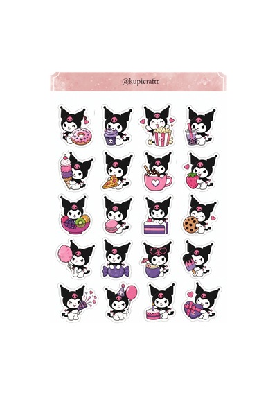 6 Sayfa Kuromi Sticker Seti Kuromi Temalı Ajanda Scrapbook Journal Etiket 0