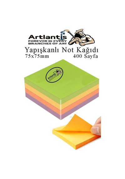 Yapışkanlı Not Kağıdı 4 Renk 400 Sayfa 1 Paket Bahar Küp Blok Yapışkanlı Postit 75x75 Mm Renkli
