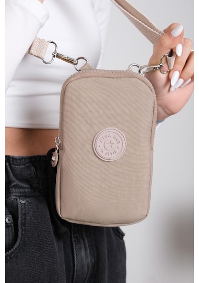 Baginn Klinkır Kumaş Mini Çapraz Askılı Kadın Cep Telefonu Çantası Mini Cüzdan Çanta 20 10 Cm Su İtici Vizon
