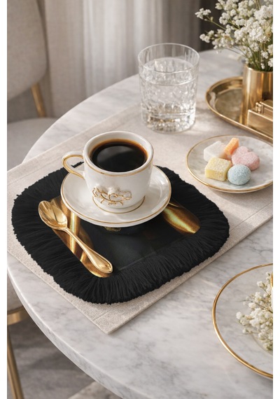 Lüks Afrikan Sanatı Saçaklı Kahve Yanı Sunumluk Peçete - Şık Bohem Altın Siyah Bardak Altlığı Mendil Açık Göl Hardal Lüks Afrikan Sanatı Saçaklı Kahve Yanı Sunumluk Peçete - Şık Bohem Altın Siyah Bardak Altlığı Mendil Açık Göl Hardal