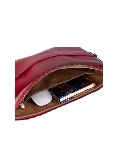 Bloomsleeve Leeds 14" Crimson Red Hakiki Deri Laptop & Tablet Kılıfı Kırmızı