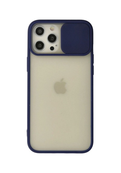 Apple İphone 12 Pro Max Kılıf Palm Buzlu Kamera Sürgülü Silikon - Lacivert Çok Renkli
