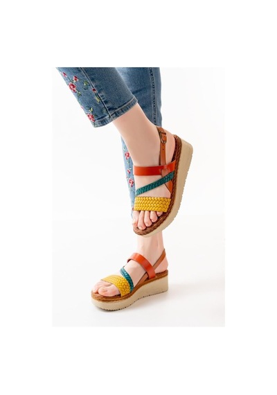 Alemdarshop 730-152 Multi Ortopedik Hakiki Deri Dolgu Kadın Sandalet Kahverengi