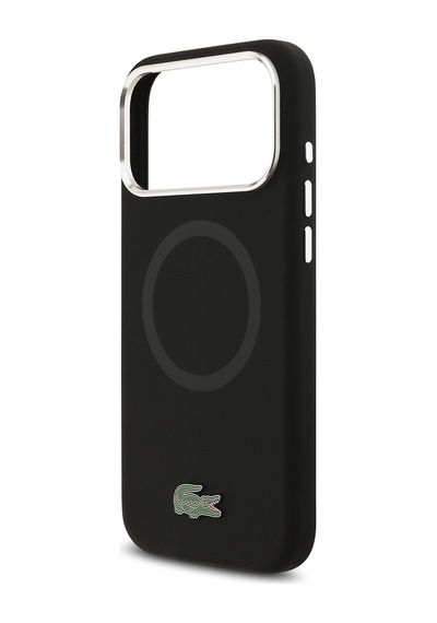 Apple Uyumlu iPhone 17 Pro Max Kılıf Lacoste Lisanslı M-safeli İkonik Metal Kamera Çerçeveli Silikon Kapak Siyah Siyah